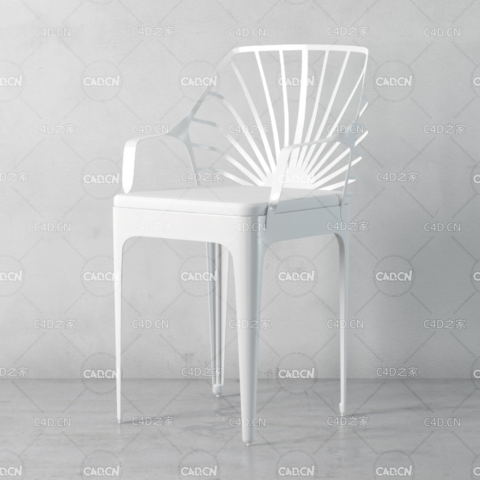 简约镂空靠背椅C4D模型 chair 3d model