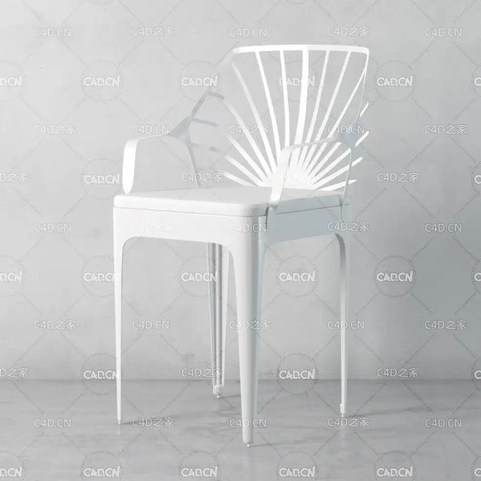 简约镂空靠背椅C4D模型 chair 3d model
