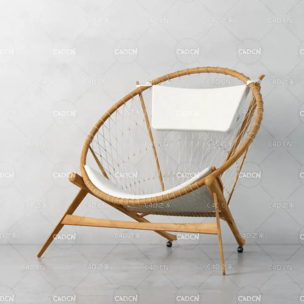 户外椅藤椅麻绳网线编织休闲椅C4D模型 chair 3d model
