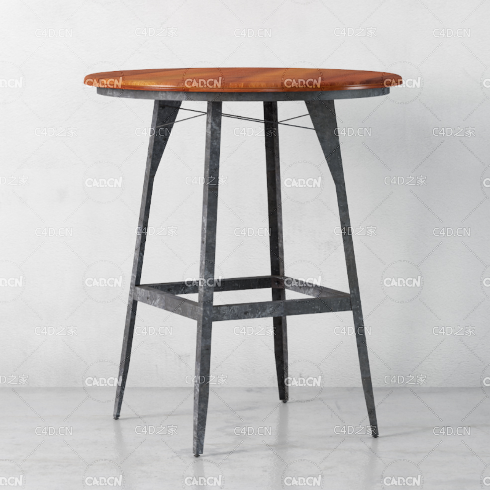 简约金属圆凳C4D模型 chair 3d model