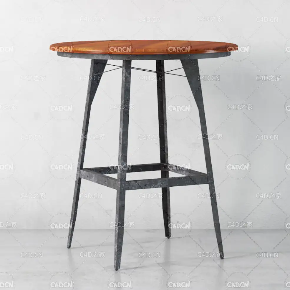 简约金属圆凳C4D模型 chair 3d model