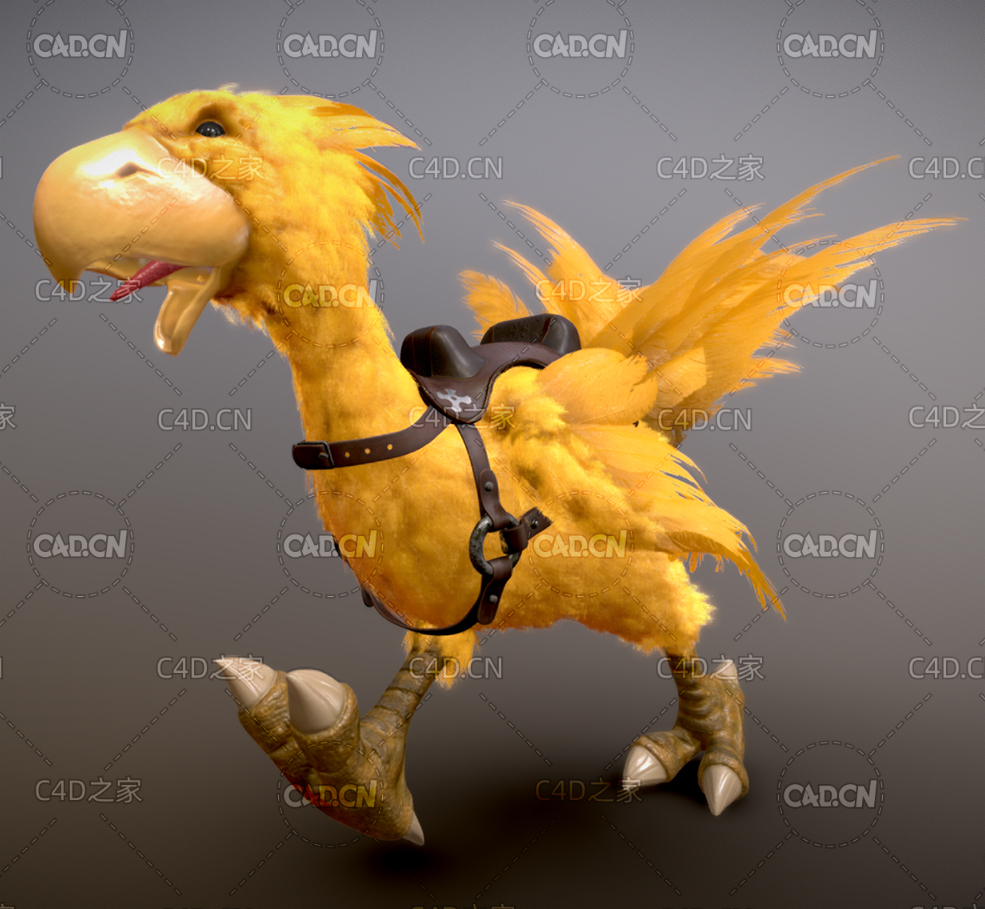 奔跑的鸵鸟鸡卡通游戏角色C4D模型 Chicken