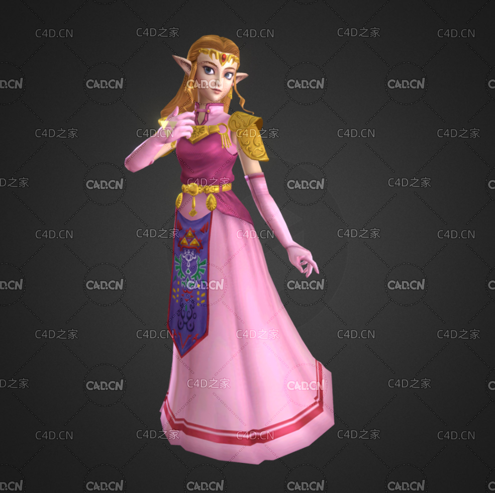 精灵女孩卡通公主人物C4D模型 Fairy girl