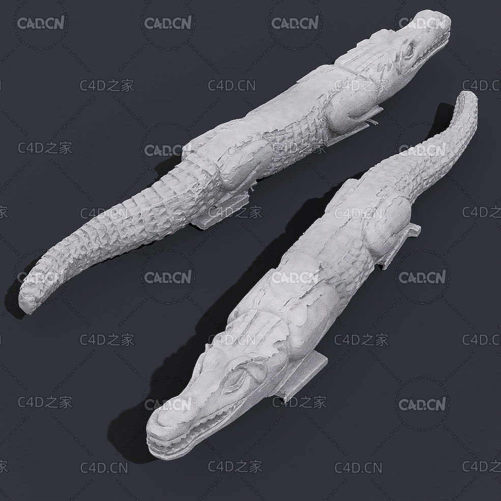 石雕鳄鱼雕塑C4D模型 Stone crocodile sculpture - C4D之家 - 11.jpg