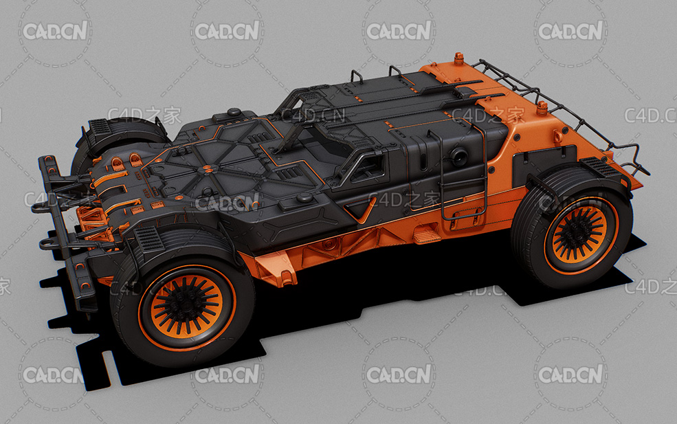科幻机械概念汽车C4D模型 Sci-Fi Mechanical Concept Car