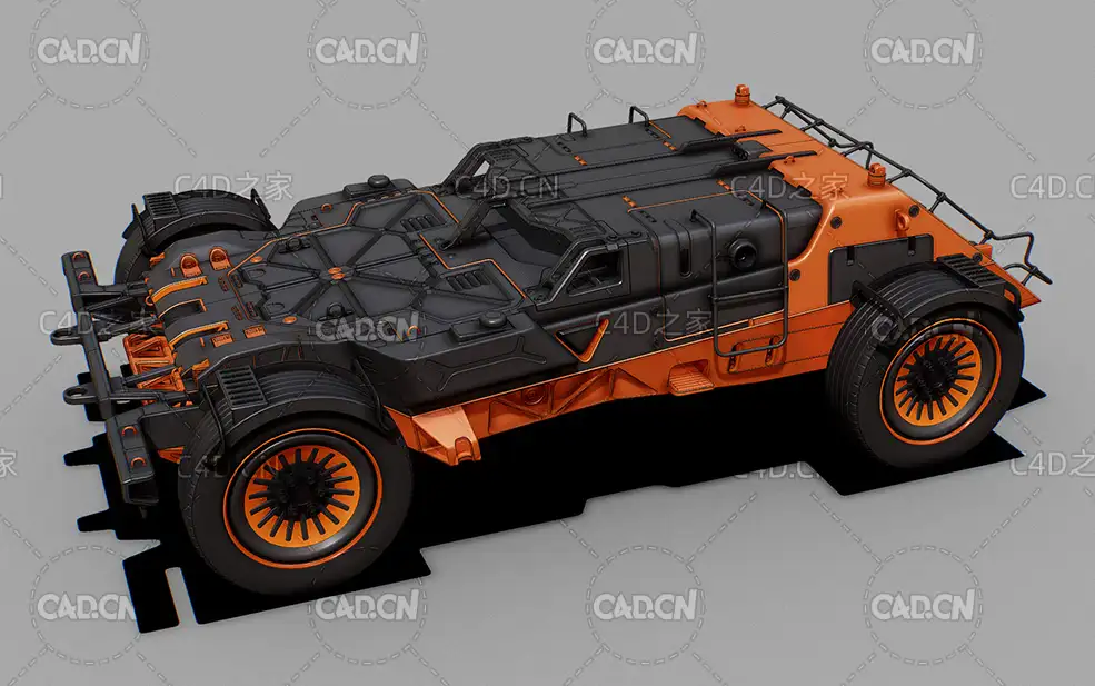科幻机械概念汽车C4D模型 Sci-Fi Mechanical Concept Car