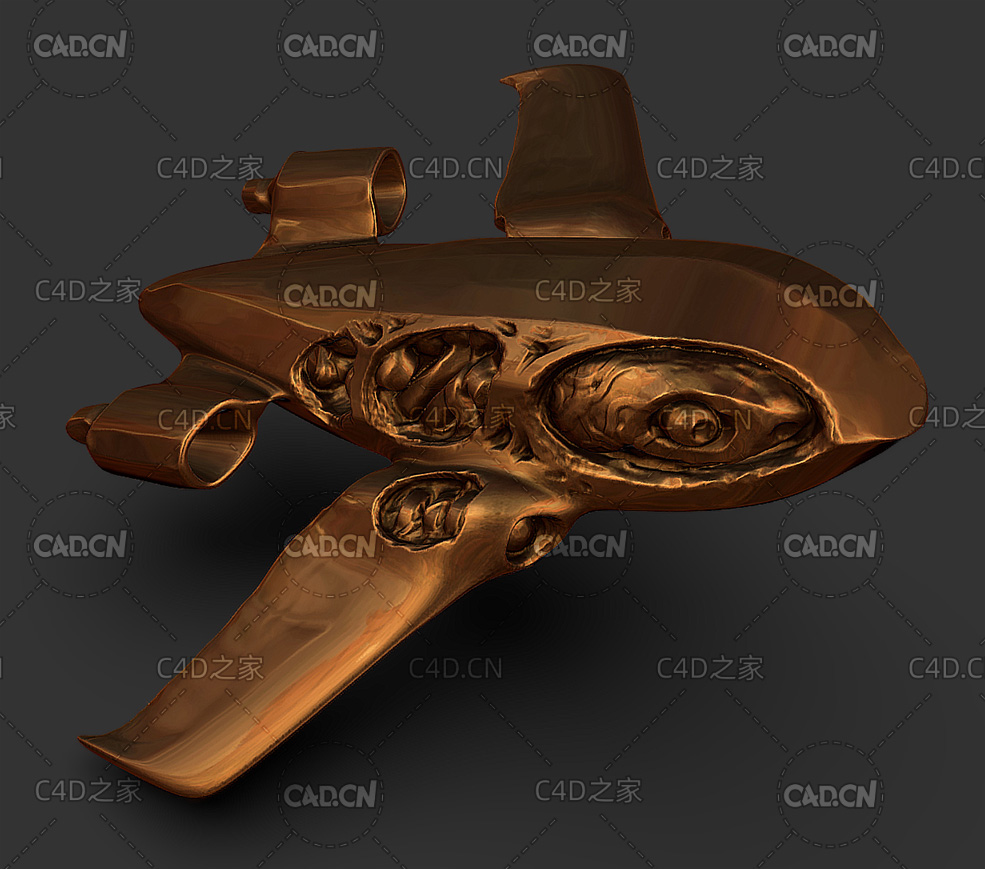 破损的卡通飞机雕塑C4D模型 Aircraft sculpture