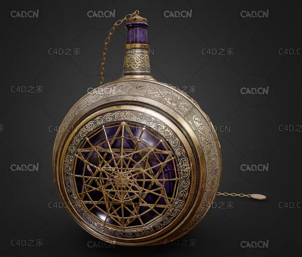 欧洲雕花金属瓶子C4D模型 Carved metal bottle - C4D之家 - 36.jpg
