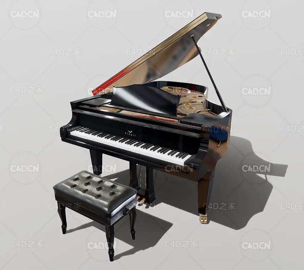 专业三角钢琴C4D模型 piano