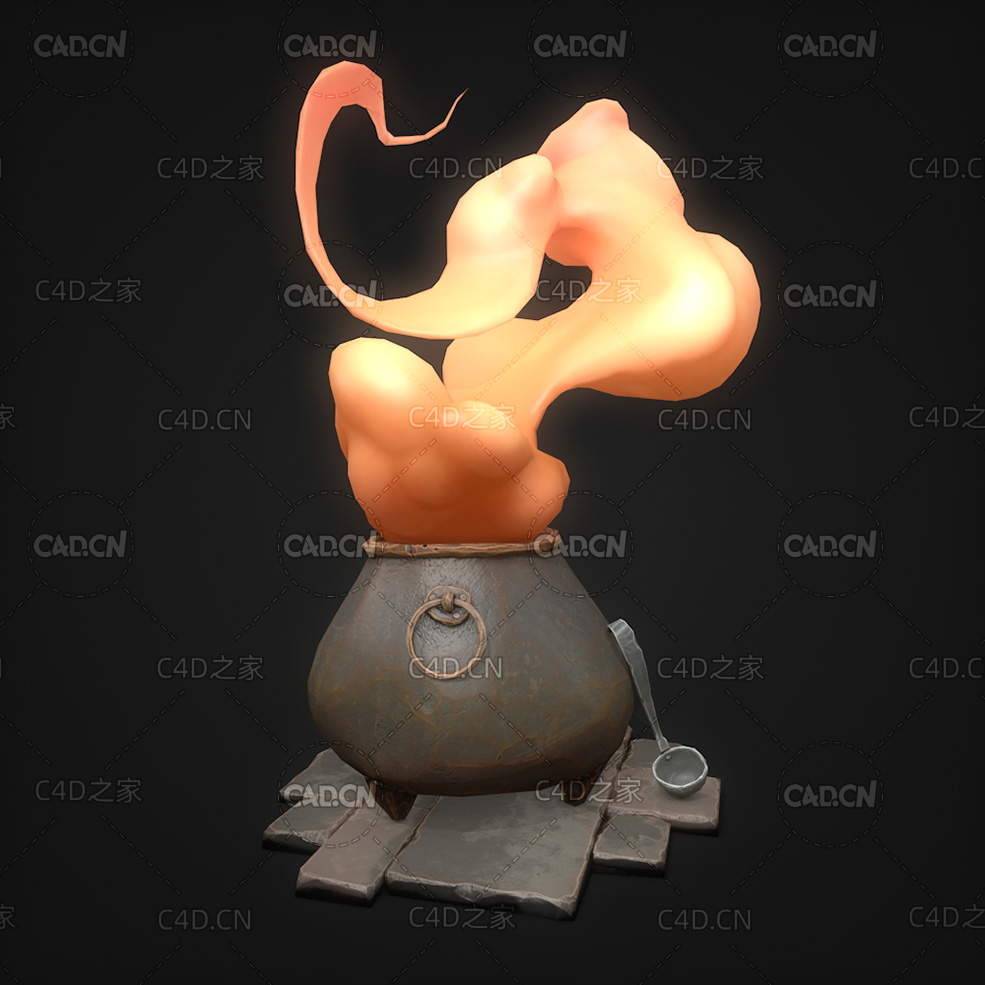 铜锅冒出的烟热气C4D模型 - C4D之家 - 42.jpg