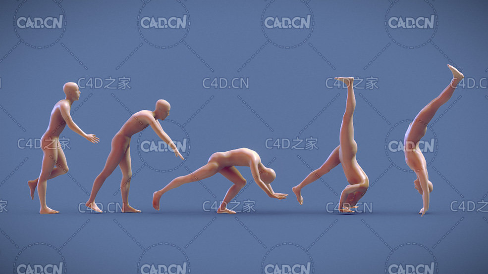 裸体男子五个倒立姿势分解动作C4D模型 - C4D之家 - 45.jpg