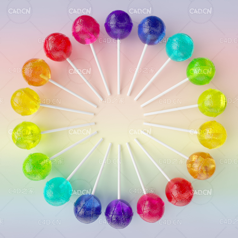 一圈彩虹棒棒糖C4D OCTANE模型 boxoffrogs lollipop Octane - C4D之家 - boxoffrogs_lollipops.jpg