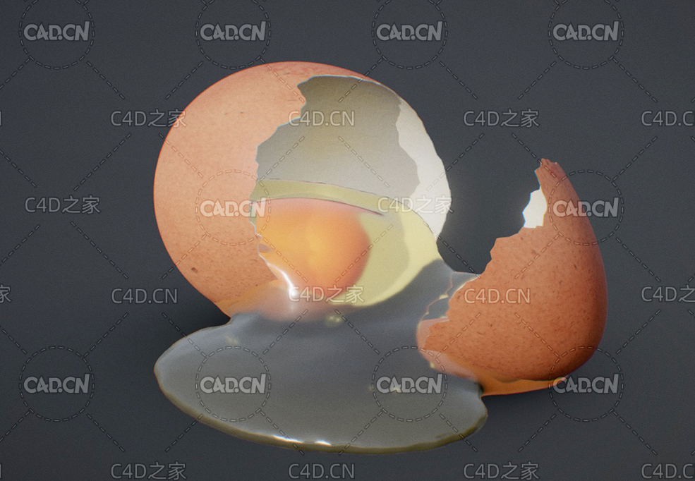 打碎的鸡蛋C4D模型 egg