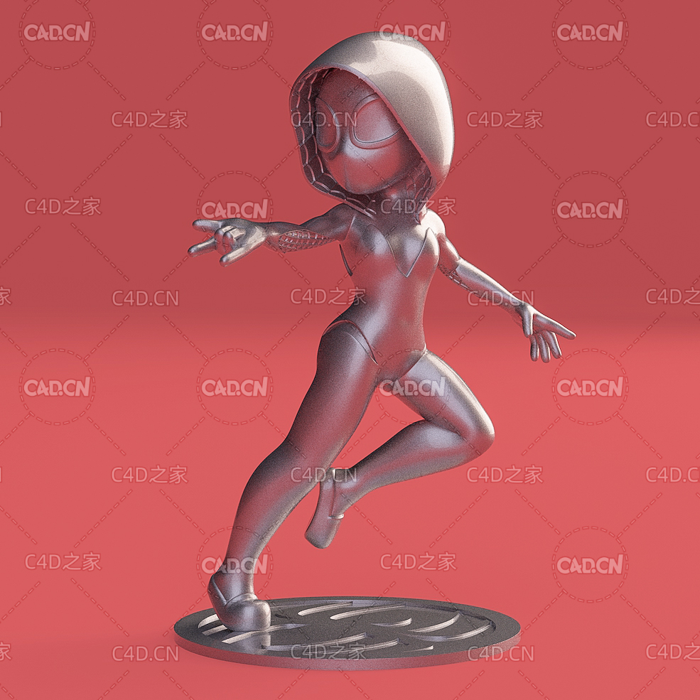 卡通蜘蛛侠玩偶C4D模型 Spider Gwen HiPoly - C4D之家 - SpiderGwen_Model.jpg