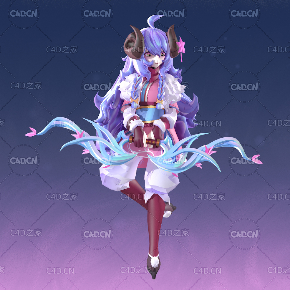 日本动漫卡通美少女战士C4D模型 spirit blossom kindred - C4D之家 - 未标题-3.jpg