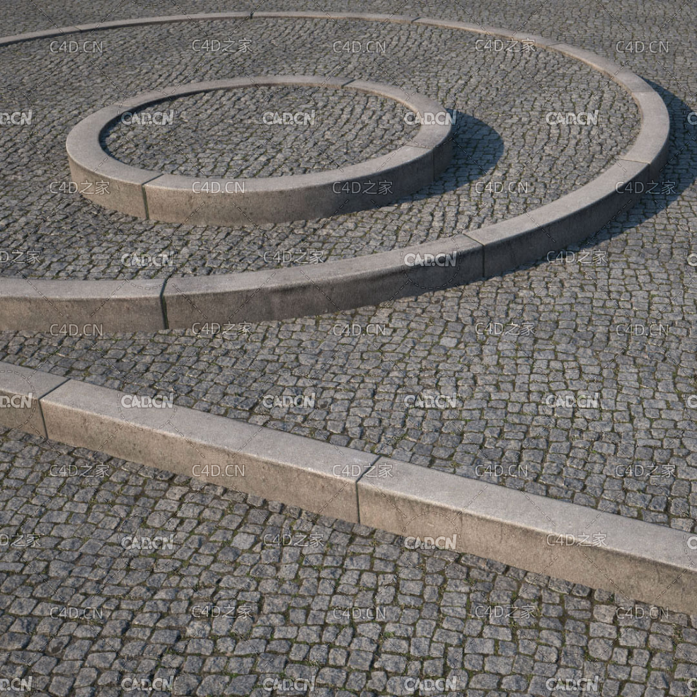 环形路沿石C4D模型 curb 3d model - C4D之家 - 03.jpg