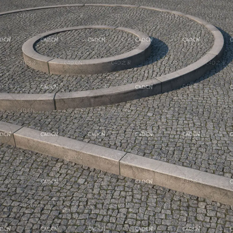 环形路沿石C4D模型 curb 3d model - C4D之家 - 03.jpg