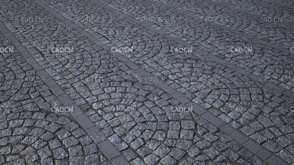 半圆形图案石头地面无缝贴图模型 cobblestone