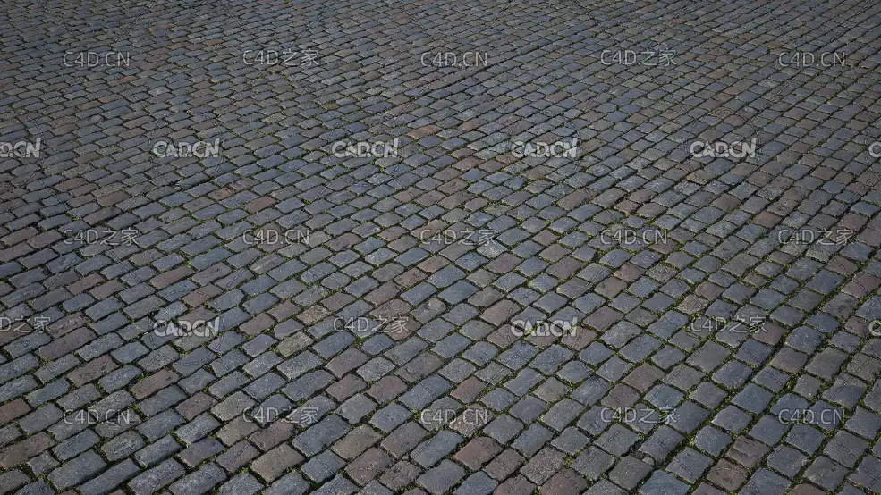 青石头红石头相间的无缝地面贴图模型 cobblestone