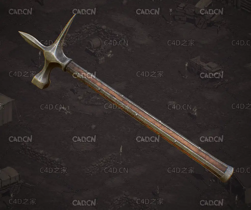暗黑破坏神游戏十字锤战锤武器装备C4D模型 Warhammer - C4D之家 - 07.jpg