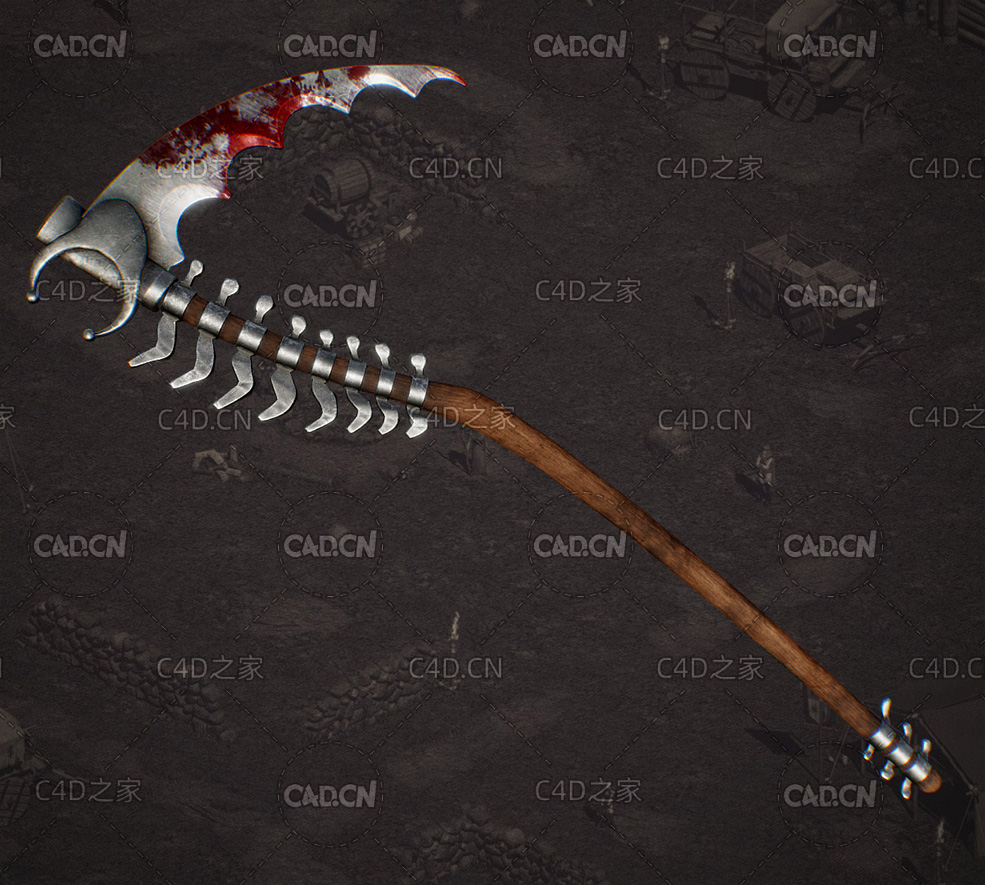 带血的武器灵魂收割者大镰刀兵器装备C4D模型 SoulReaper - C4D之家 - 13.jpg