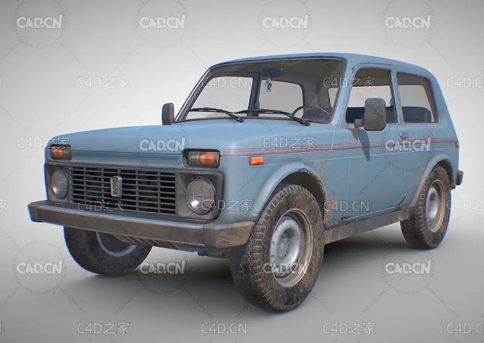 蓝色复古拉达两门越野车C4D模型 Lada Niva - C4D之家 - 19.jpg