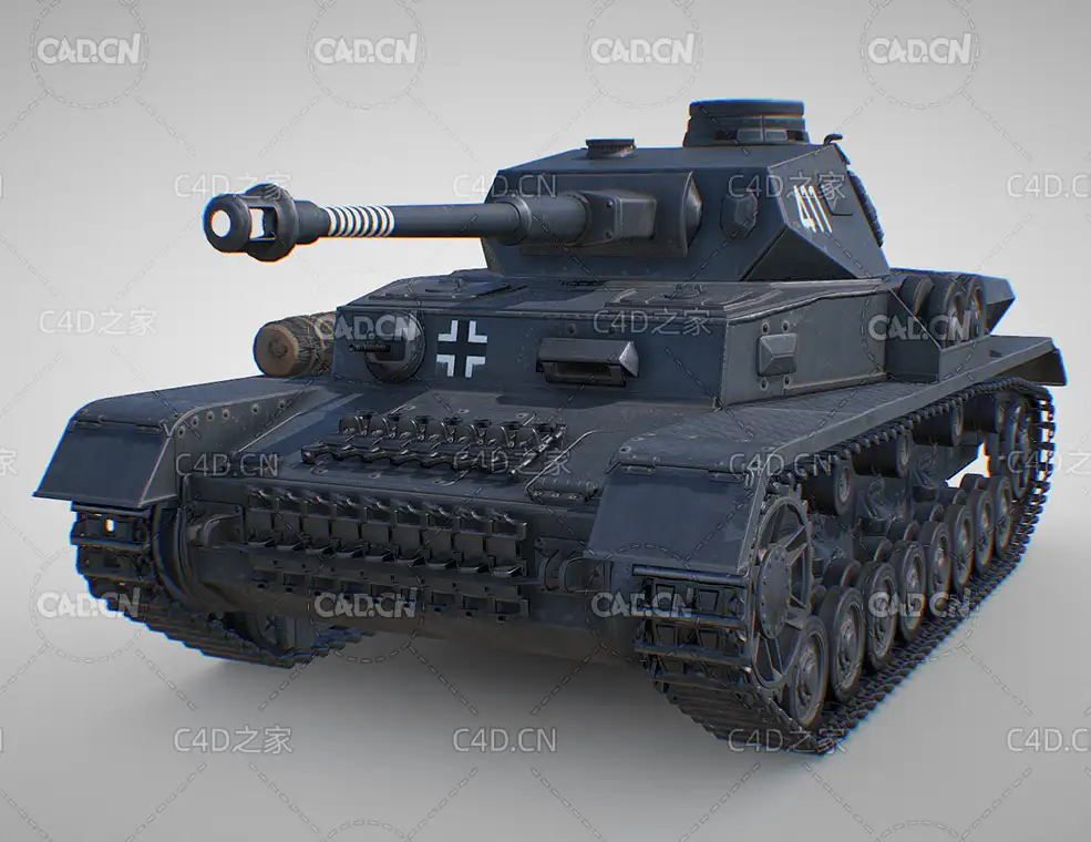 二战坦克德国装甲坦克C4D模型 Panzerkampfwagen IV