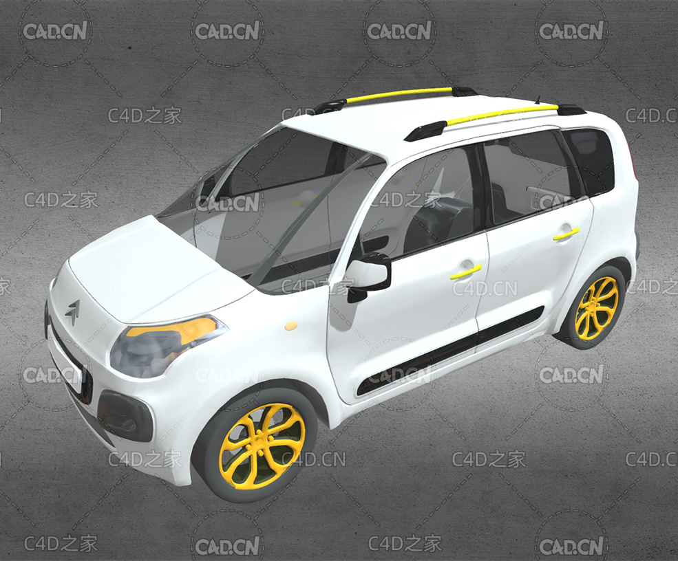 低面卡通雪铁龙汽车C4D模型 car 3d model - C4D之家 - 30.jpg