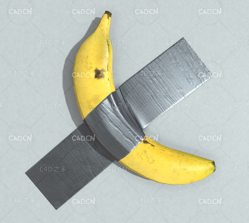 防水胶带粘住香蕉创意C4D模型 banana