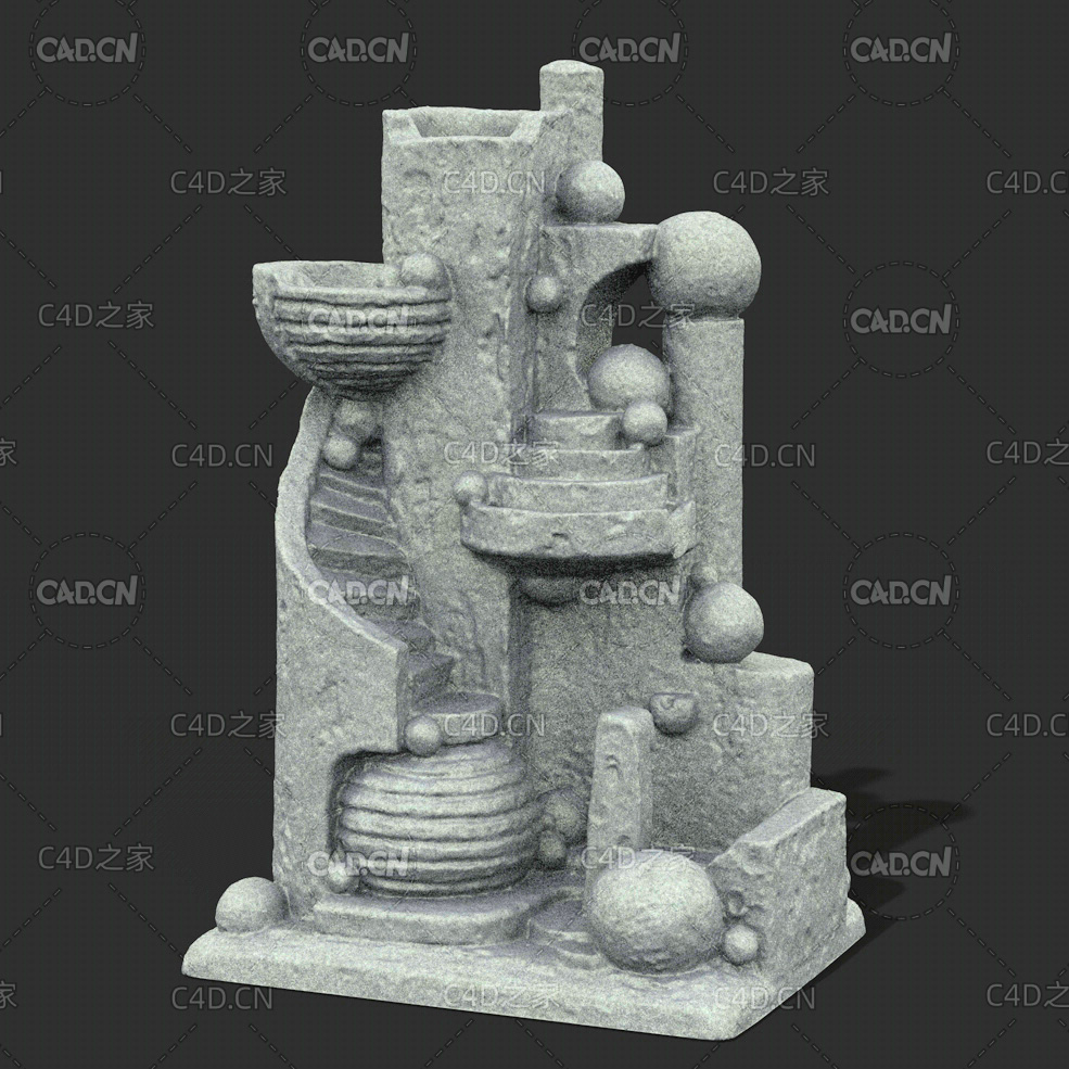石雕喷泉C4D模型 Stone fountain - C4D之家 - 39.jpg
