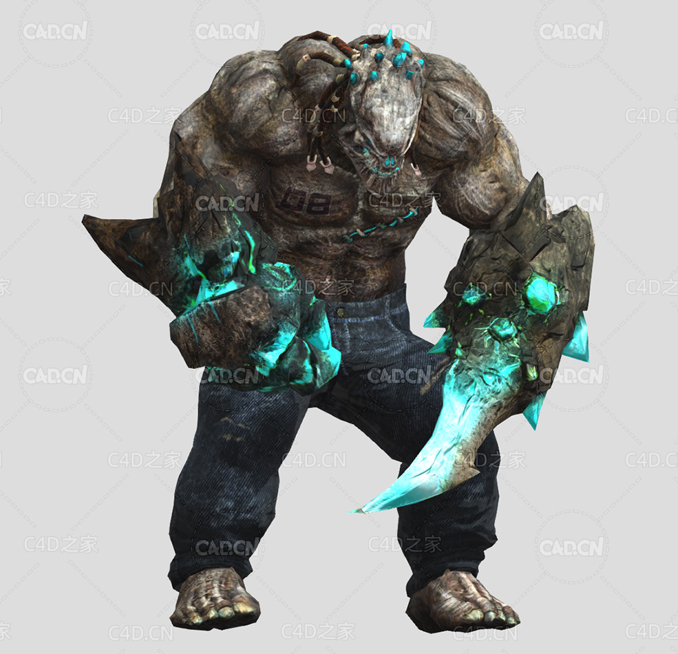 魔兽世界游戏强壮的冰霜巨魔C4D模型(包含骨骼绑定和动画)