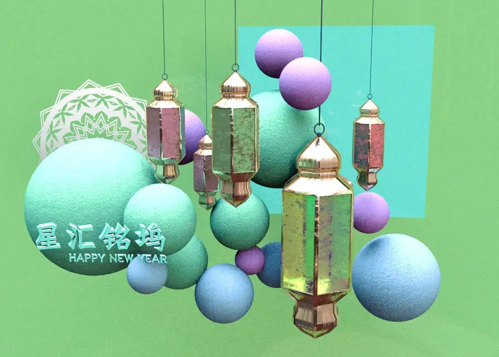 C4D Redshift垂吊的艺术品创意工程