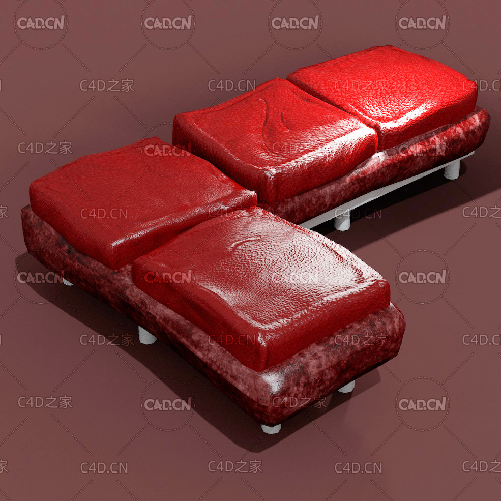 低面红色沙发C4D模型 sofa c4d model - C4D之家 - 06.jpg