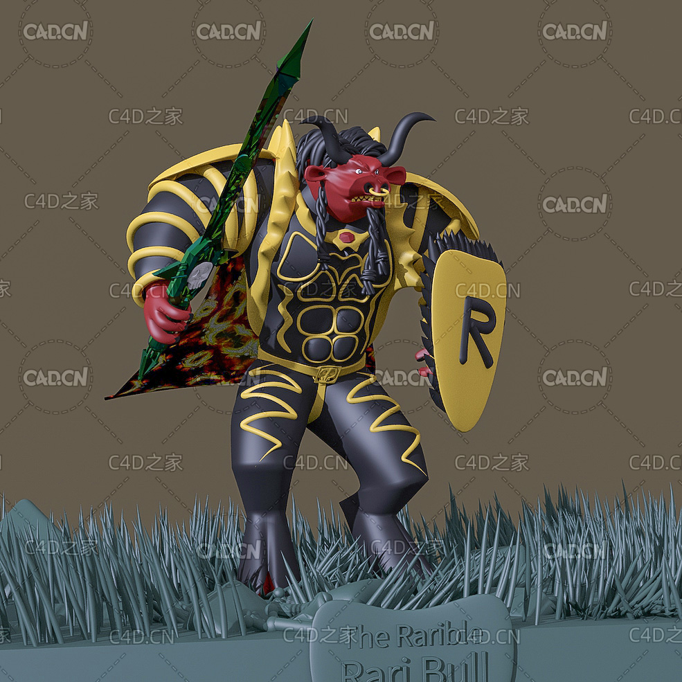 红脸牛头怪卡通角色C4D模型 - C4D之家 - 12.jpg