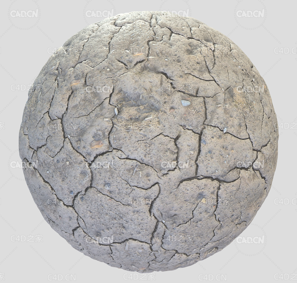干旱裂纹地面材质贴图模型