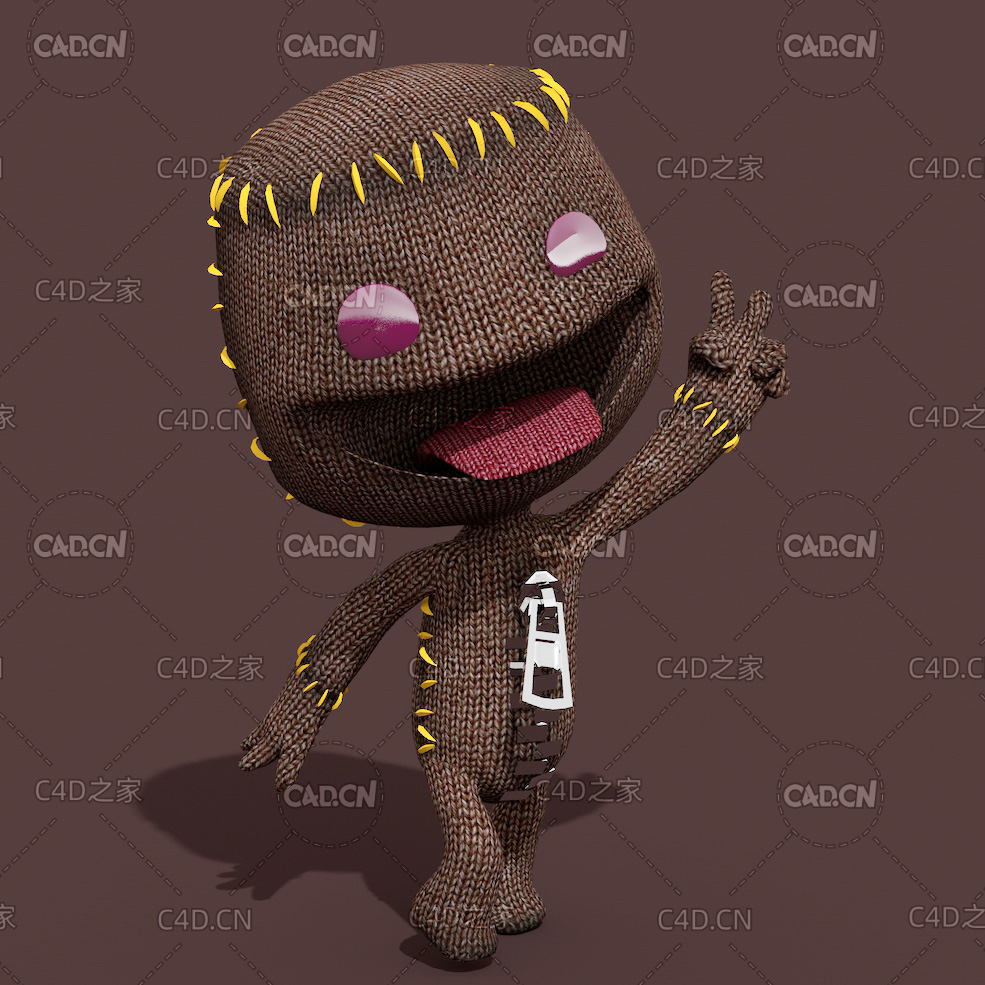 毛线布玩偶卡通C4D模型 Woolen cloth doll