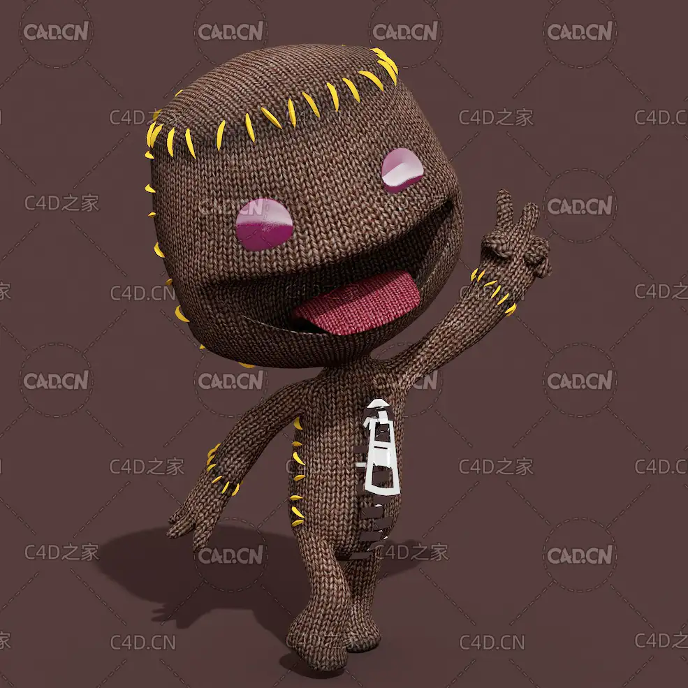 毛线布玩偶卡通C4D模型 Woolen cloth doll