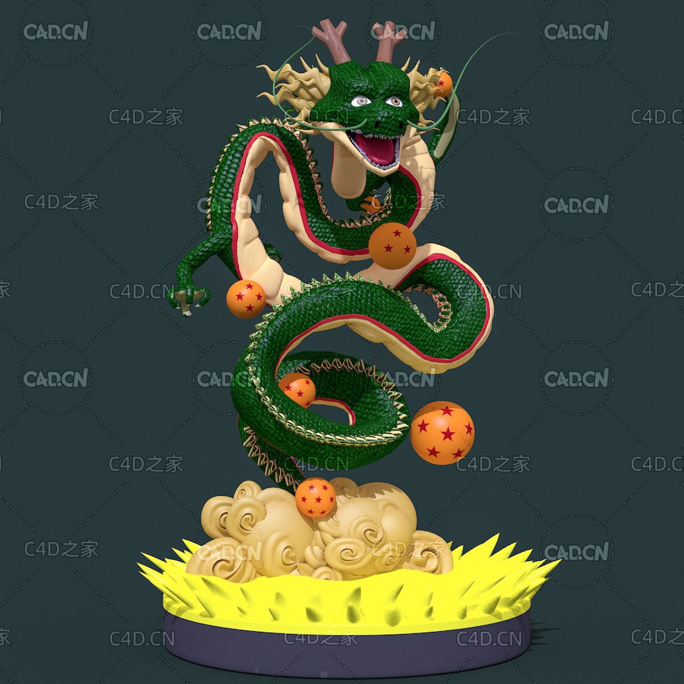 七龙珠神龙神话动物 中国龙 卡通龙C4D模型