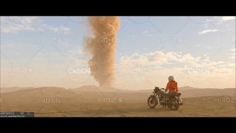 C4D+OCTANE制作荒野风暴龙卷风特效中文视频教程