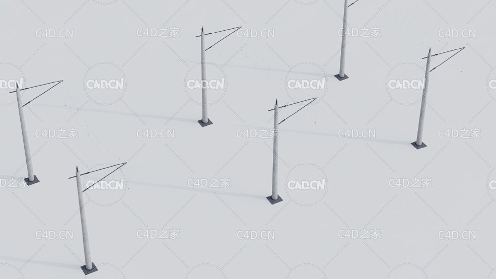 铁路电杆接触网杆C4D模型