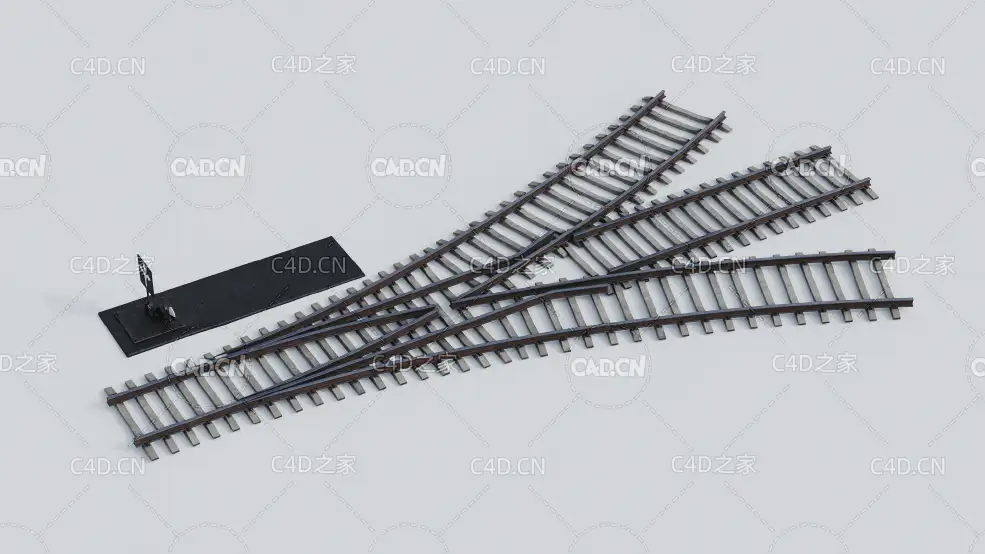 三向路口火车轨道C4D模型
