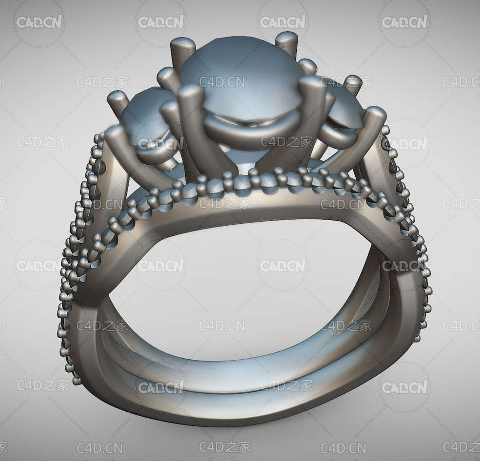 镶三个大钻石的女性戒指C4D模型 ChapelHills-ClineBridalSet