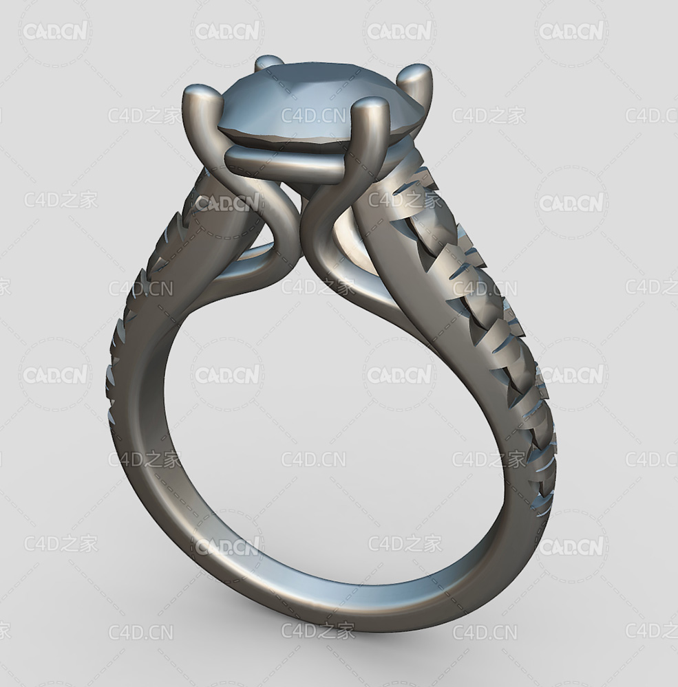 钻石婚戒女戒C4D模型 Perrys 2ct Updtd