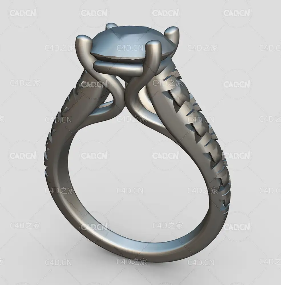 钻石婚戒女戒C4D模型 Perrys 2ct Updtd