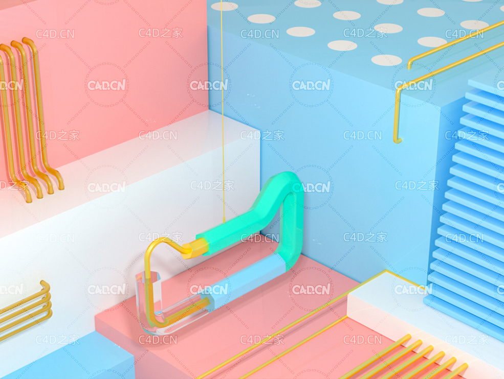 C4D创意天猫标志海报背景工程