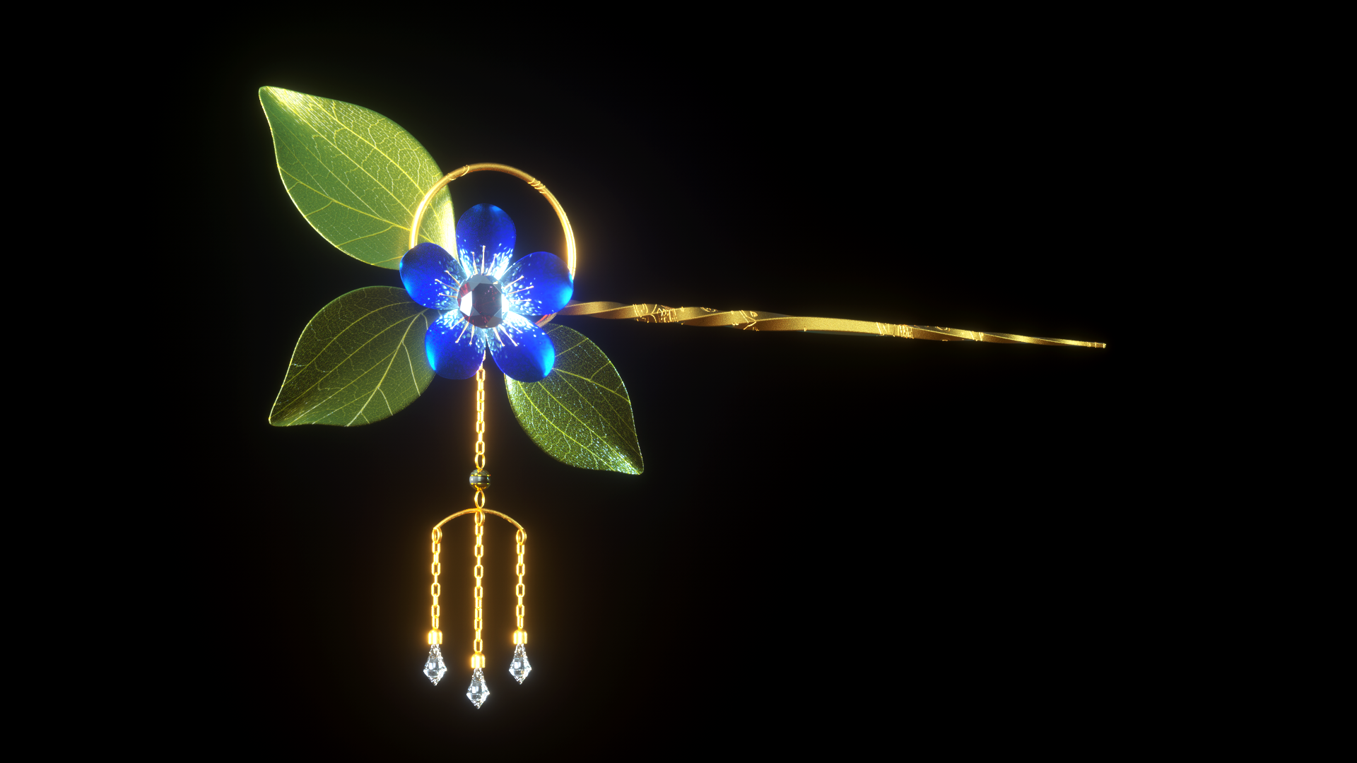 簪子发簪C4D模型 - C4D之家 - 珠钗.png