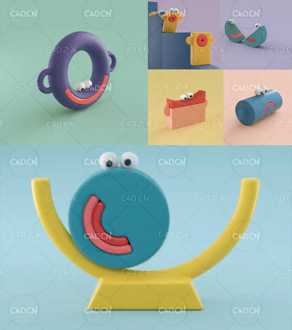 C4D卡通物体循环动画教程 Motion Design School – Get into 3D with Lucas Zanotto