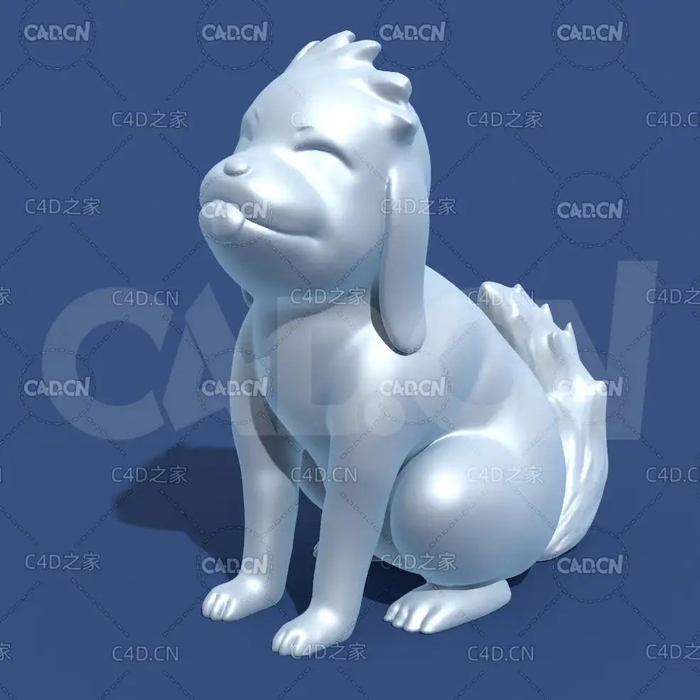 火影忍者犬冢牙赤丸卡通小狗雕塑C4D模型 Akamaru1