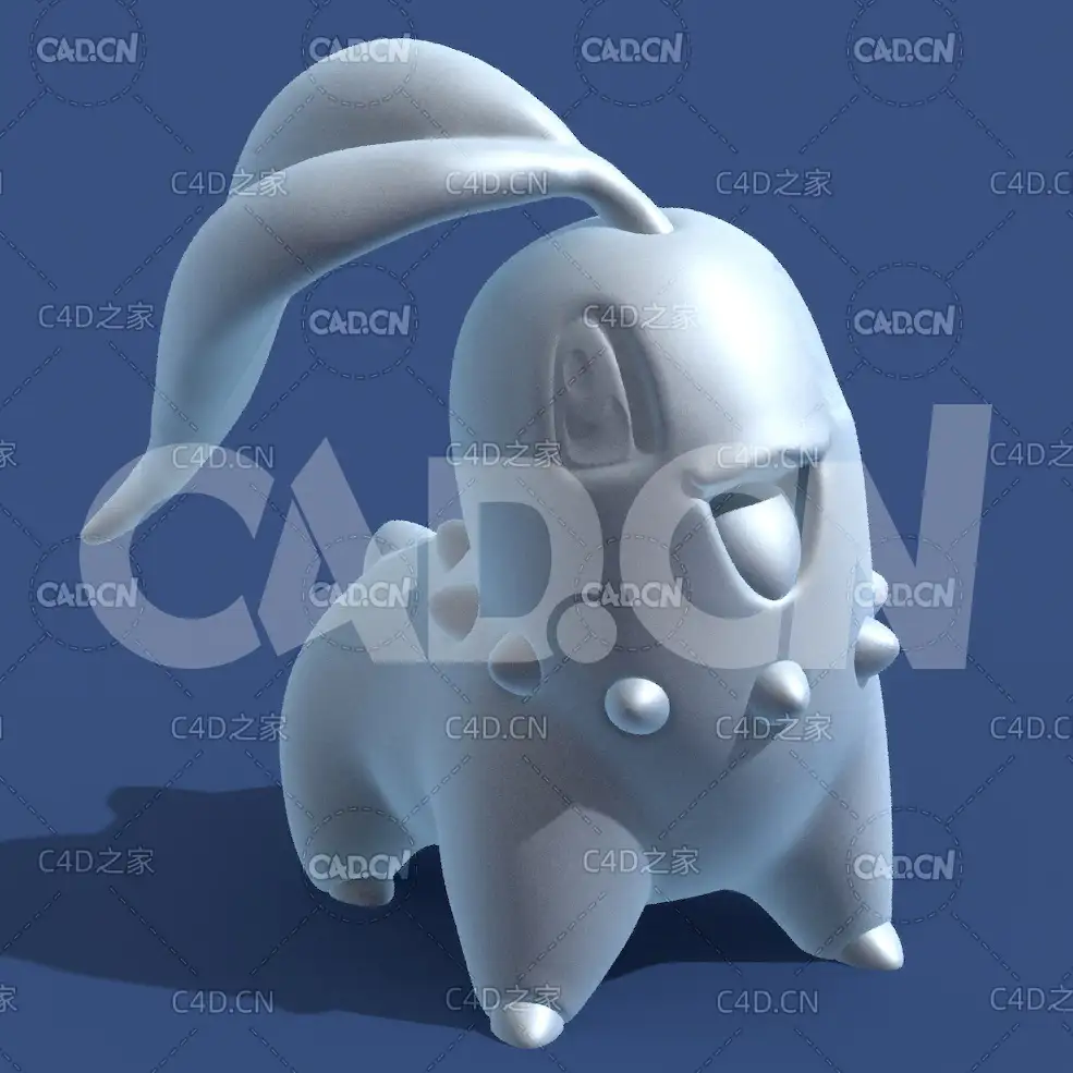 菊草叶动漫卡通角色雕塑C4D模型 Chikorita - C4D之家 - 07.jpg