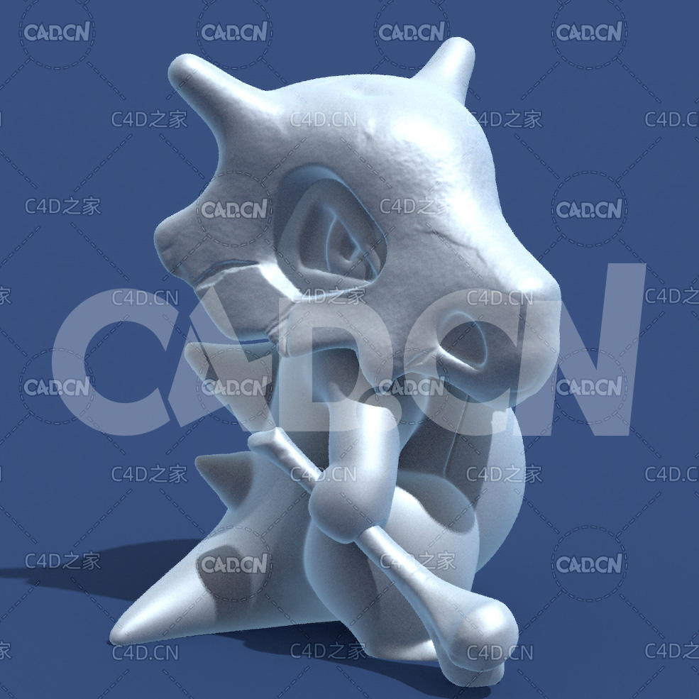 卡拉卡拉动漫卡通角色雕塑C4D模型 Cubone